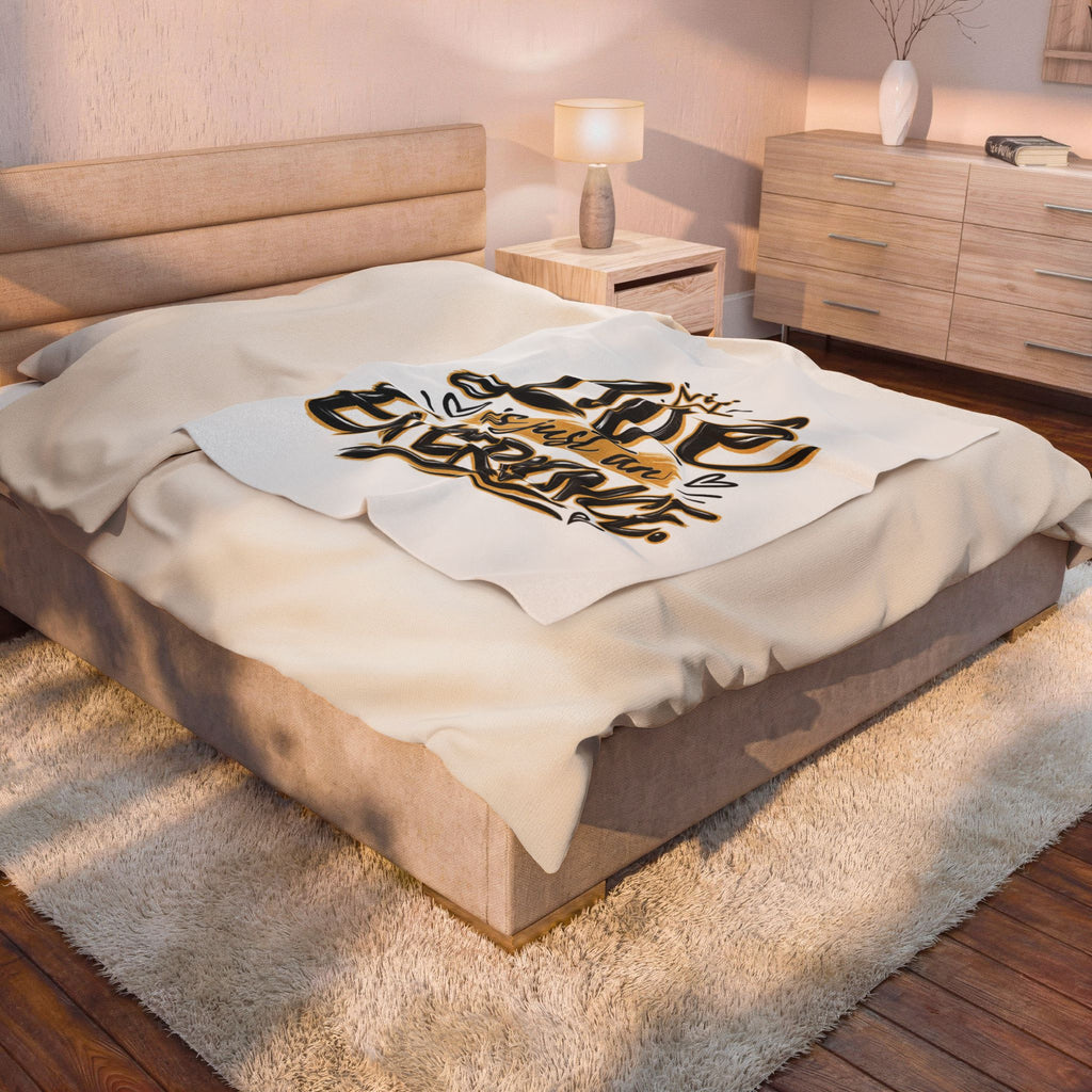 Velveteen Plush Blanket — "Life Is Just An Experience" Inspirational Throw