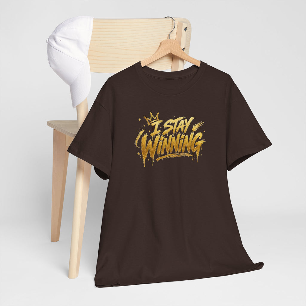 I Stay Winning T‑Shirt — Motivational Gold Script Tee