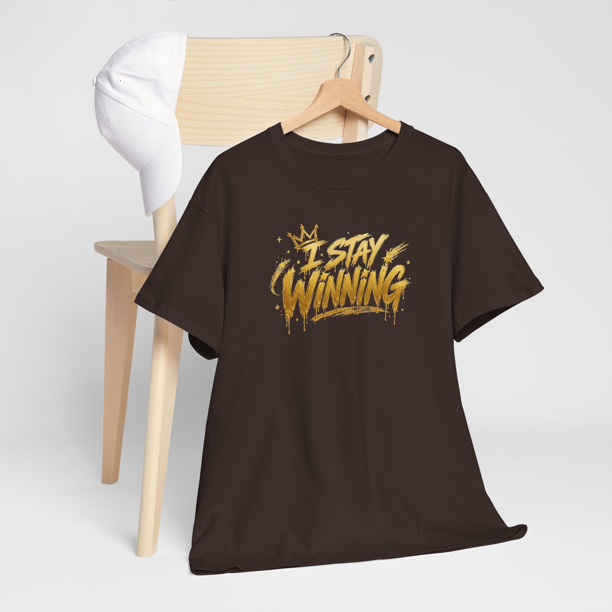 I Stay Winning T‑Shirt — Motivational Gold Script Tee