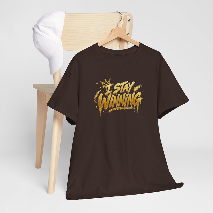 I Stay Winning T‑Shirt — Motivational Gold Script Tee
