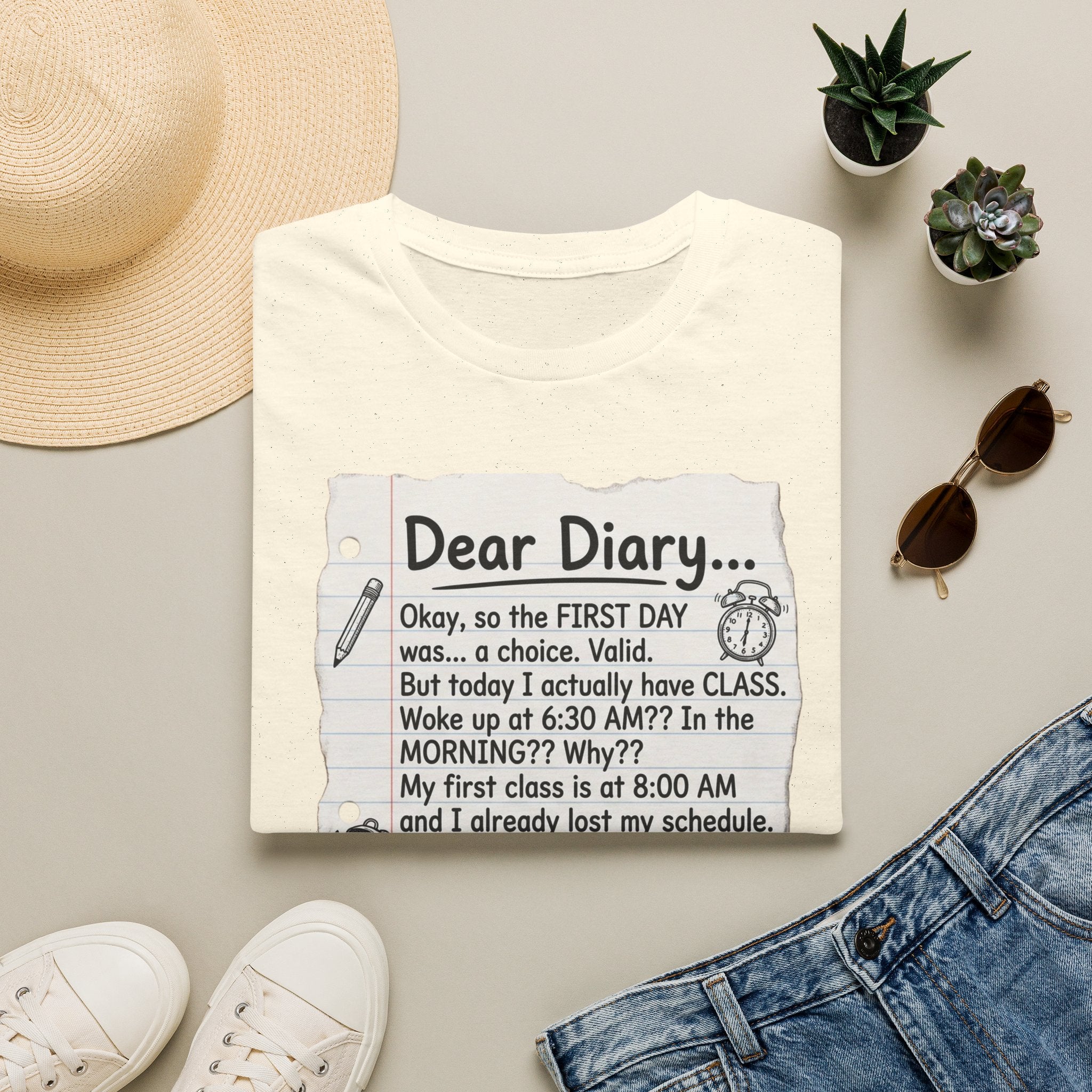 Dear Diary Funny Journal Quote T-Shirt — Back-to-School Student Humor Tee