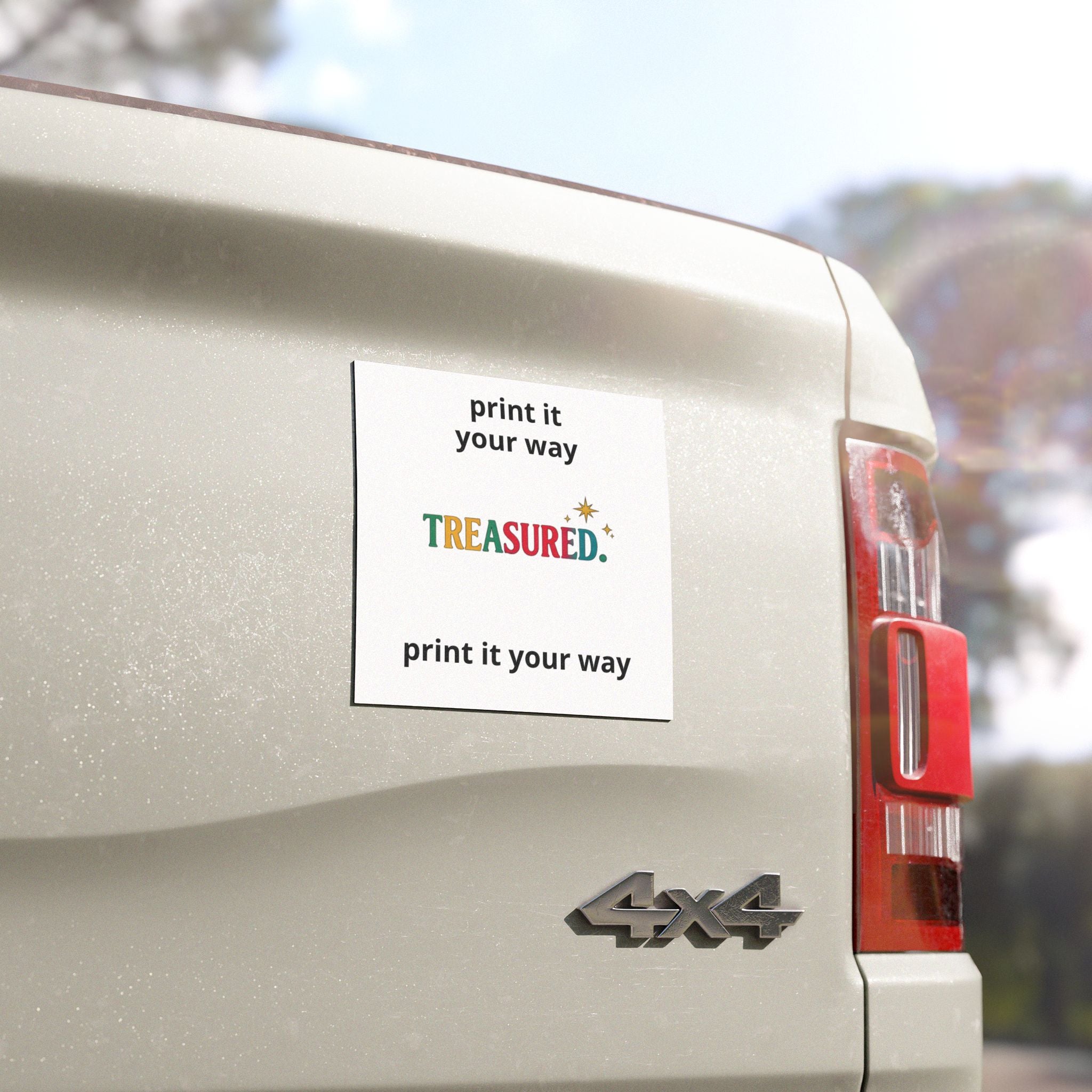 Treasured Logo Car Magnet — Colorful 'TREASURED' Branding Magnet