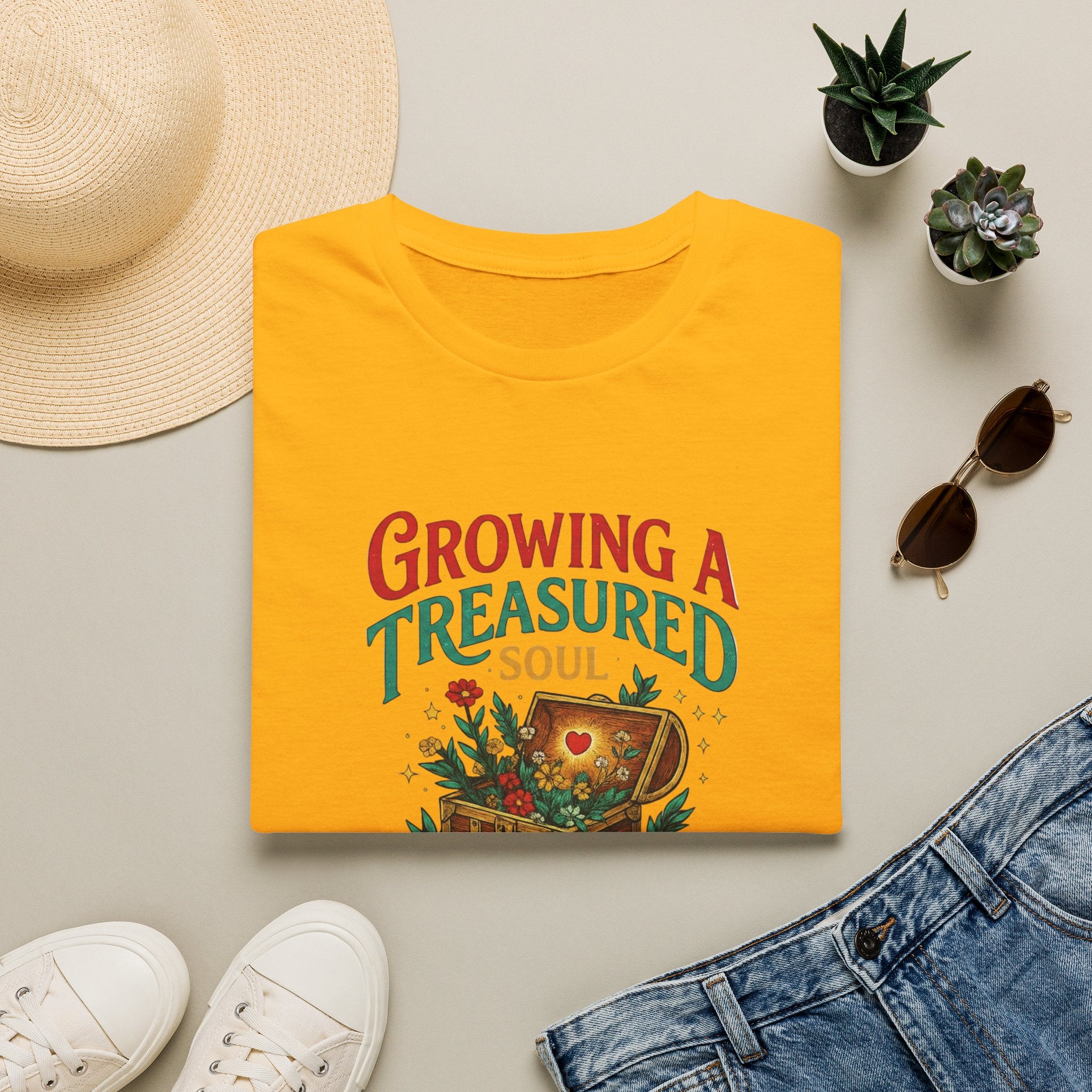 Growing a Treasured Soul T-Shirt — Inspirational Floral Treasure Chest Tee