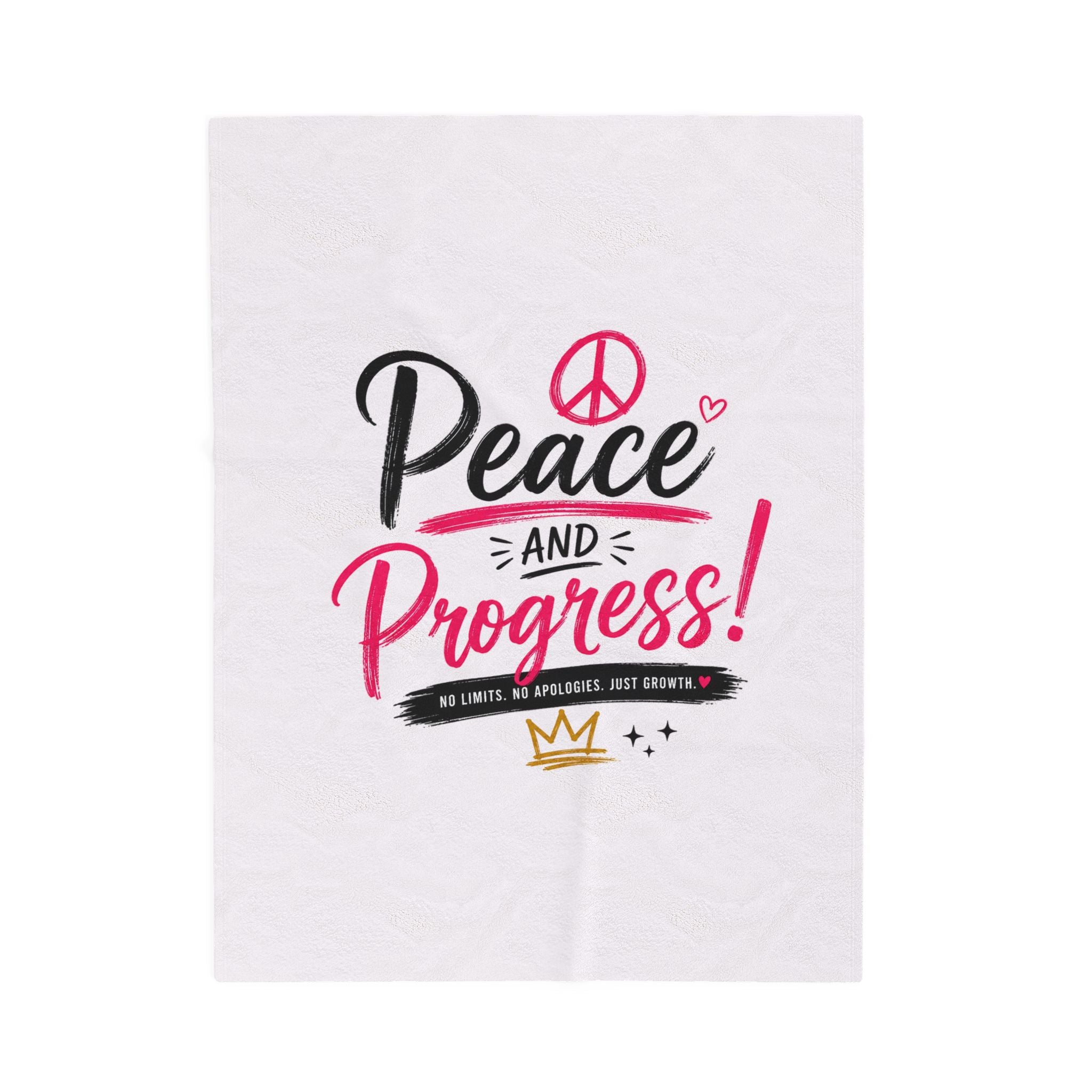 Velveteen Plush Blanket — “Peace and Progress!” Inspirational Throw for Activists & Cozy Home Décor