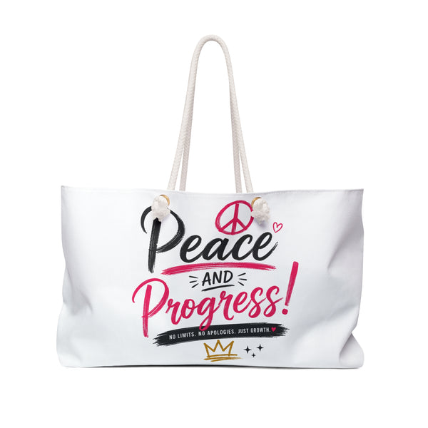 Peace and Progress Weekender Bag – Inspirational Travel Tote