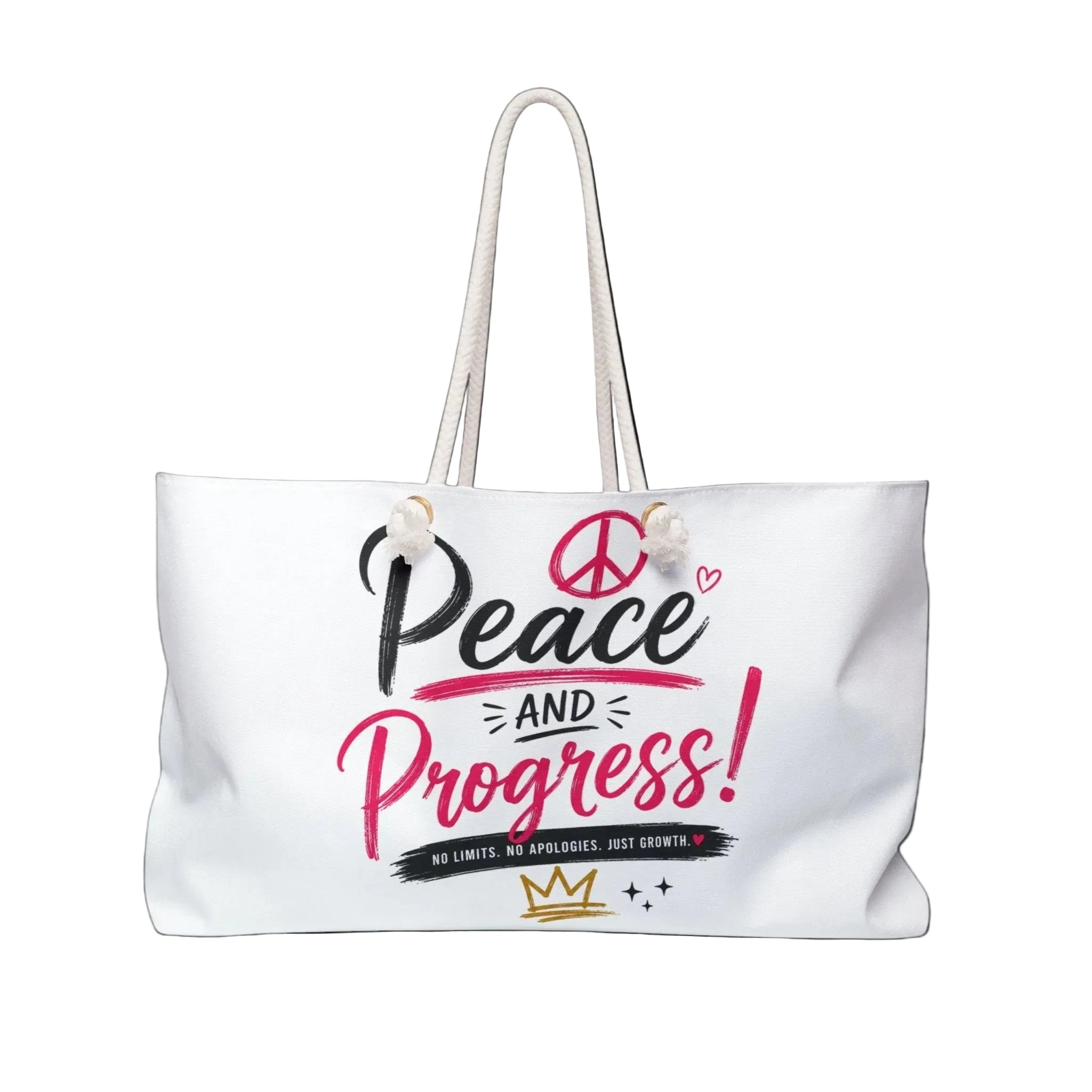 Peace and Progress Weekender Bag – Inspirational Travel Tote