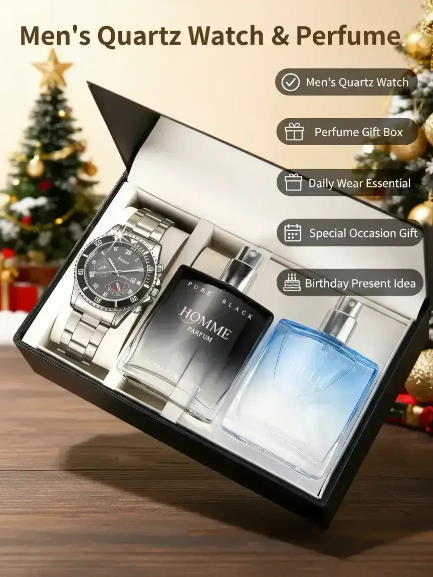 Quartz Watch and Fragrance Gift Set