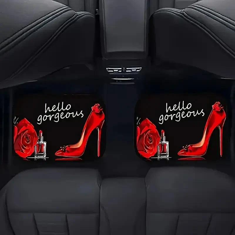 Red High Heel Rose Car Floor Mats