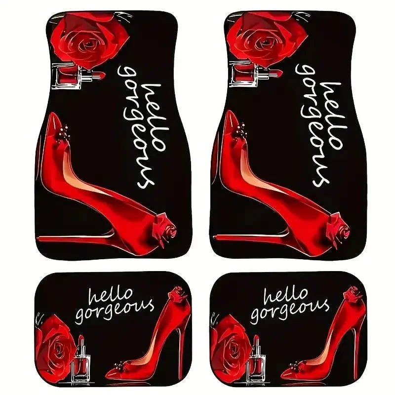 Red High Heel Rose Car Floor Mats
