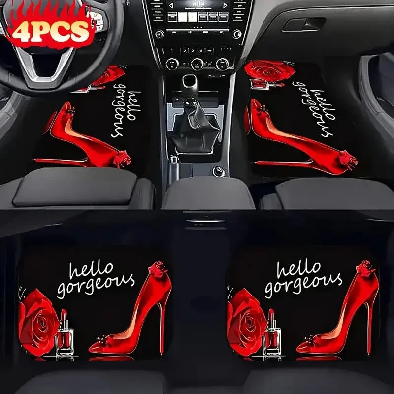 Red High Heel Rose Car Floor Mats
