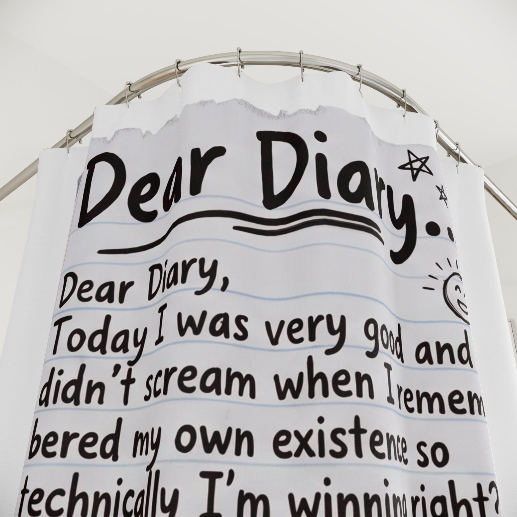 Diary Shower Curtain — Funny 'Dear Diary' Notebook Note Bathroom Curtain