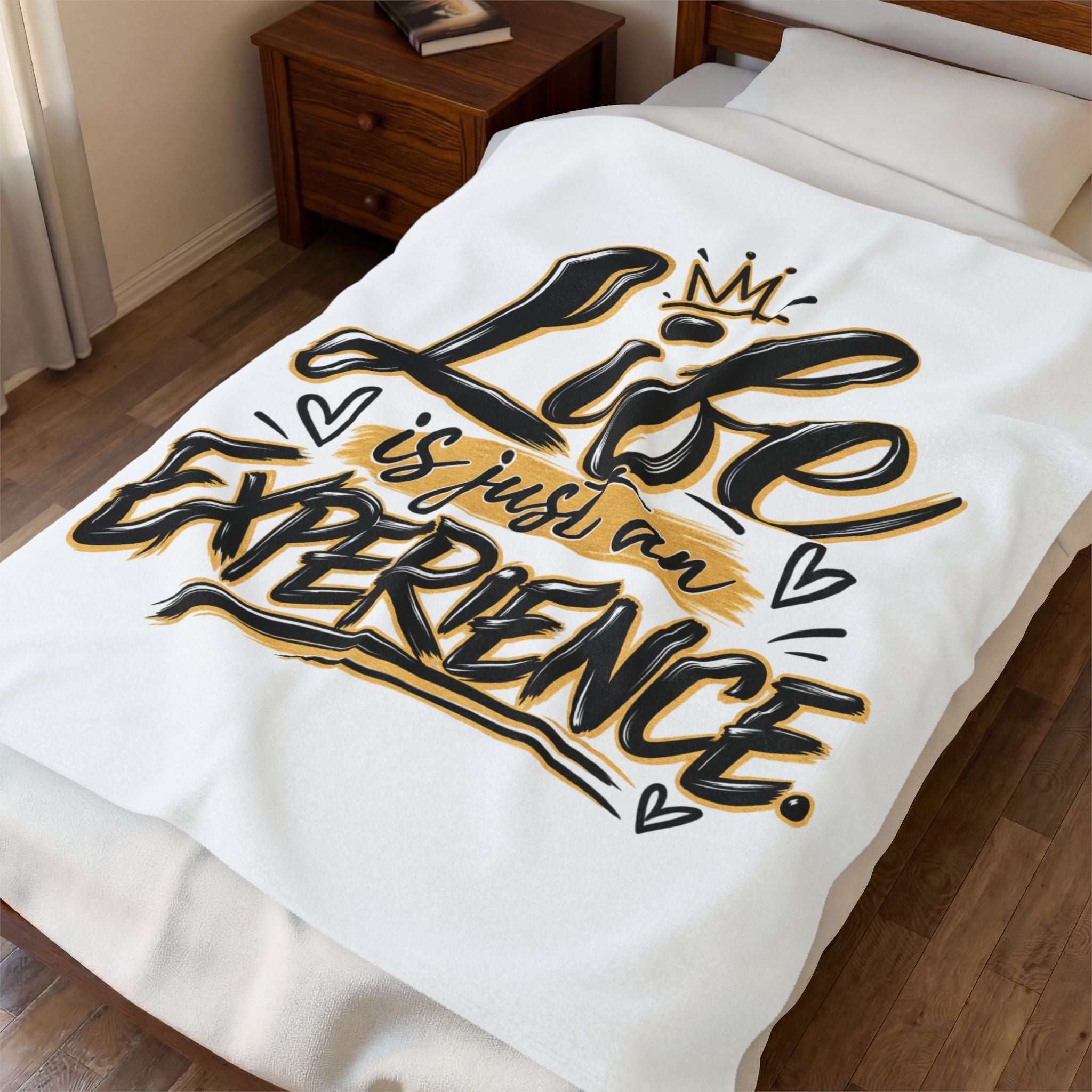 Velveteen Plush Blanket — "Life Is Just An Experience" Inspirational Throw