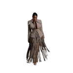 Long-sleeve Suit With Tassel Maxi Skirt Two-piece Womens Outfit thumbnail 3