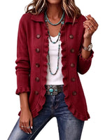 Women's Ruffled Knit Cardigan | Long Sleeve Button-Up thumbnail 11