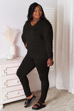 Basic Bae Full Size V-Neck Soft Rayon Long Sleeve Top and Pants Lounge Set thumbnail 9