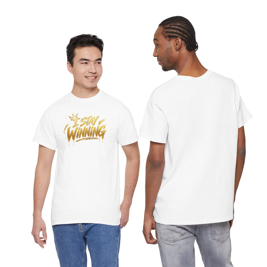 I Stay Winning T‑Shirt — Motivational Gold Script Tee