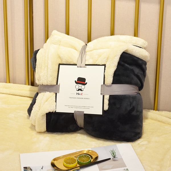 Double-Sided Flannel & Lamb Fleece Throw Blanket – Plush Plaid Sofa & Bed Throw