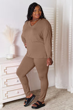 Basic Bae Full Size V-Neck Soft Rayon Long Sleeve Top and Pants Lounge Set thumbnail 17