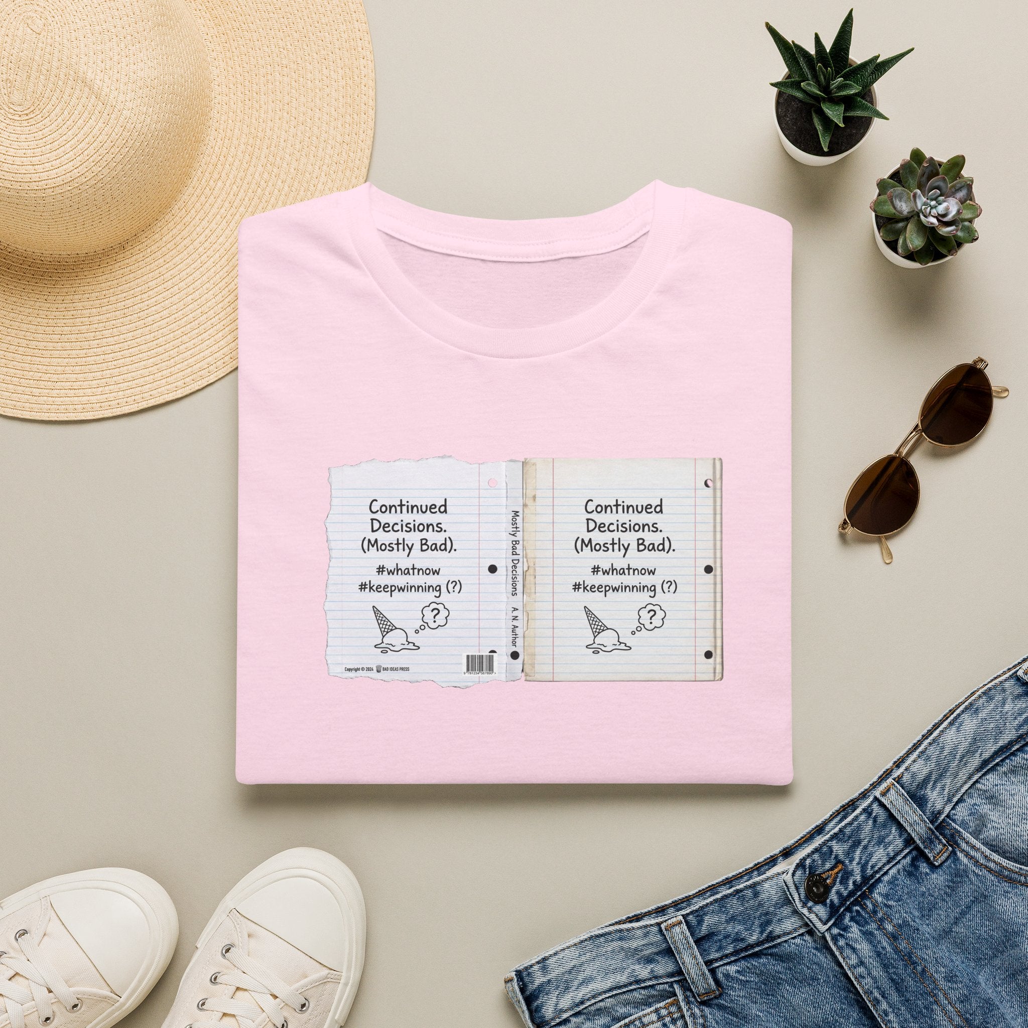 T-Shirt — "Continued Decisions (Mostly Bad)" Notebook Graphic Tee