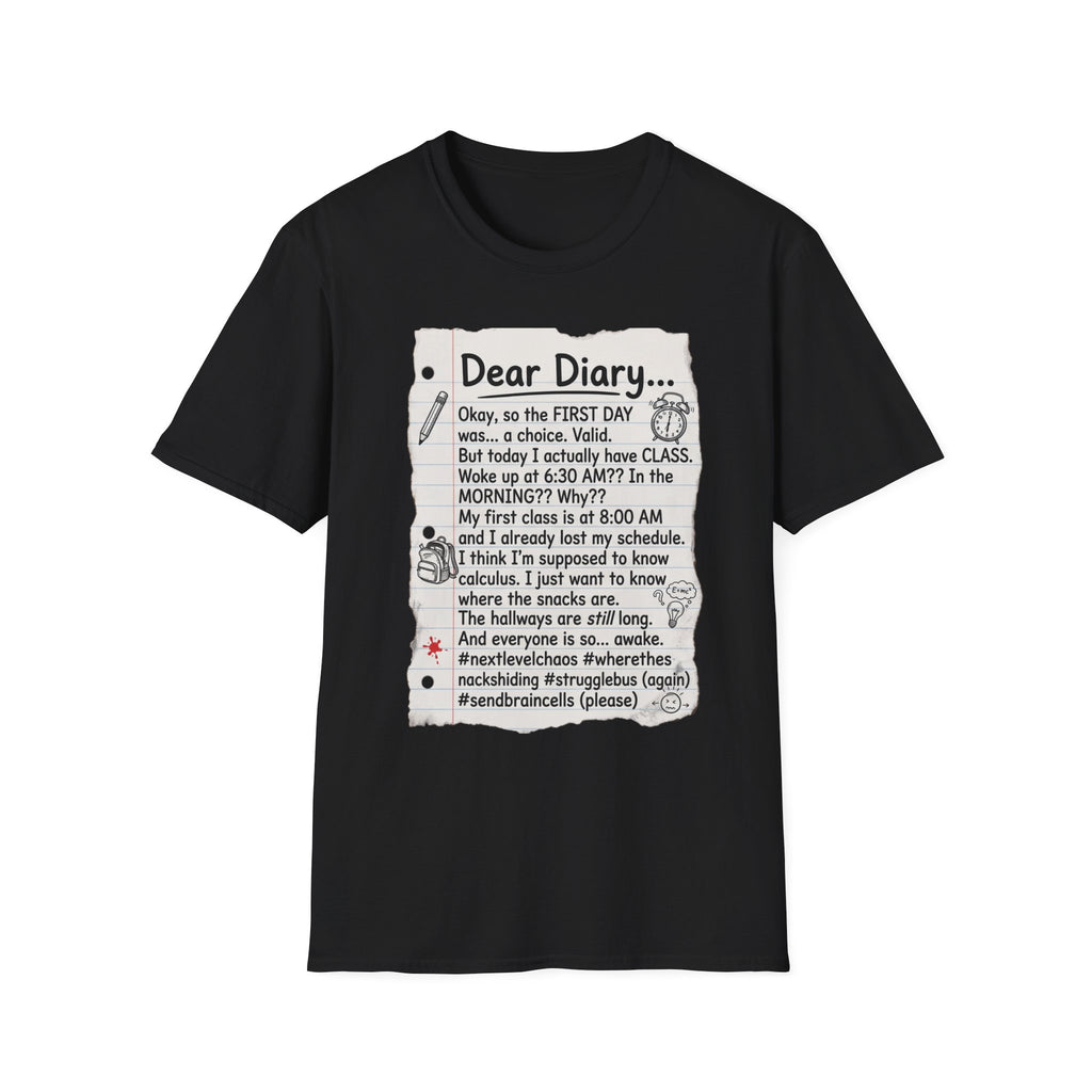 Dear Diary Funny Journal Quote T-Shirt — Back-to-School Student Humor Tee