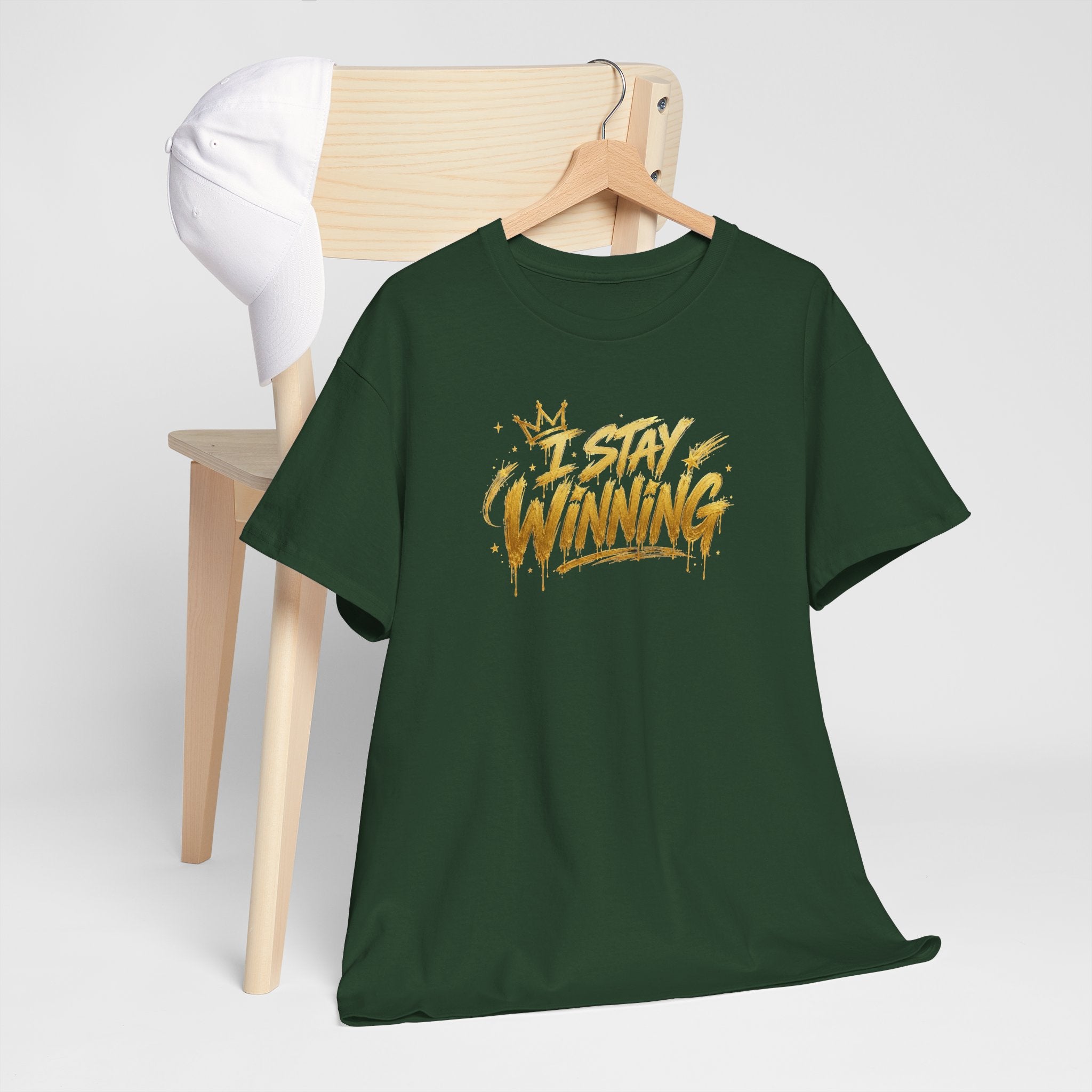 I Stay Winning T‑Shirt — Motivational Gold Script Tee