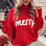 Christmas Turtleneck Women's Clothing Autumn And Winter Loose Bat Sleeve Outerwear Knitted Top Women thumbnail 1