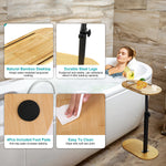 Adjustable Bamboo C-Shaped Bathtub Side Table thumbnail 2