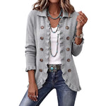 Women's Ruffled Knit Cardigan | Long Sleeve Button-Up thumbnail 3