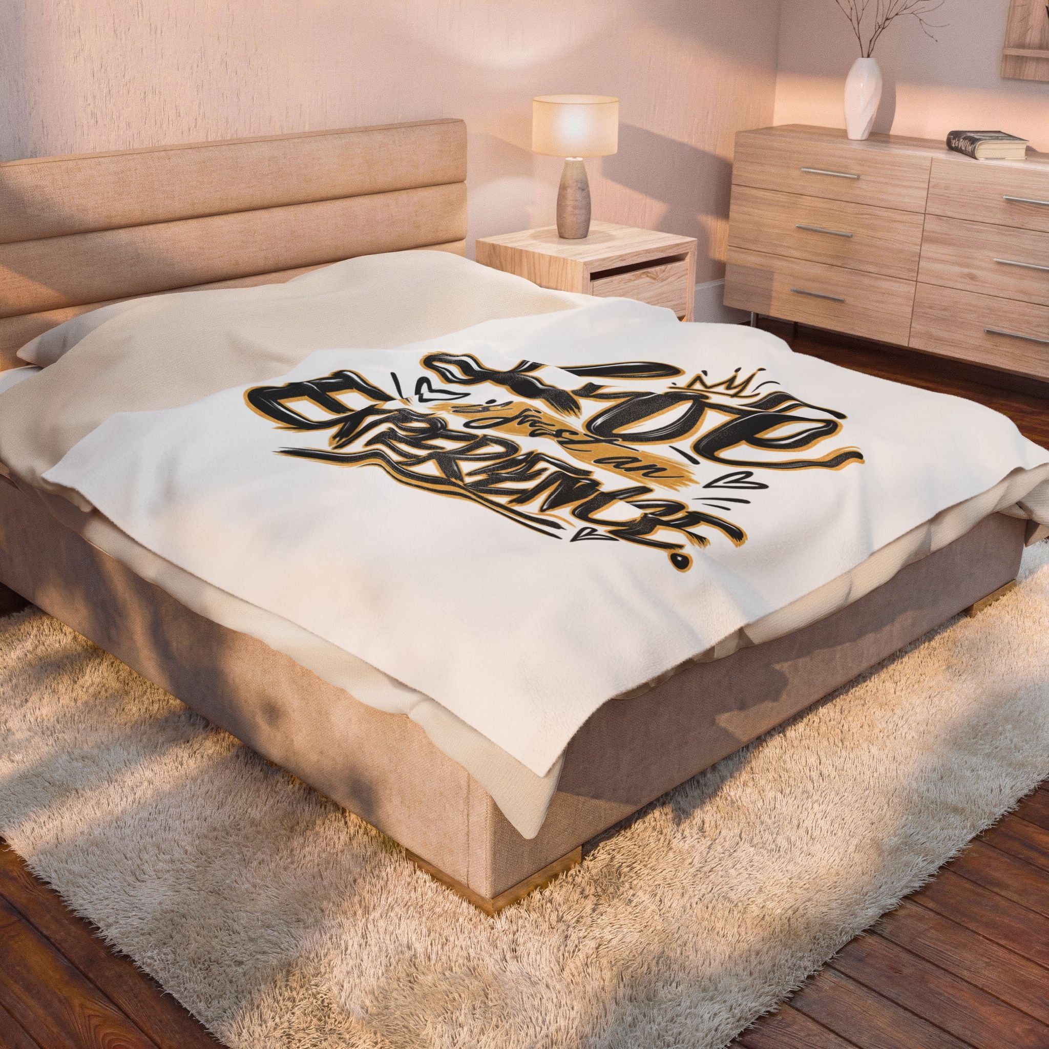 Velveteen Plush Blanket — "Life Is Just An Experience" Inspirational Throw