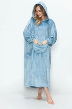 Double Take Full Size Pocketed Hooded Midi Lounge Dress thumbnail 14