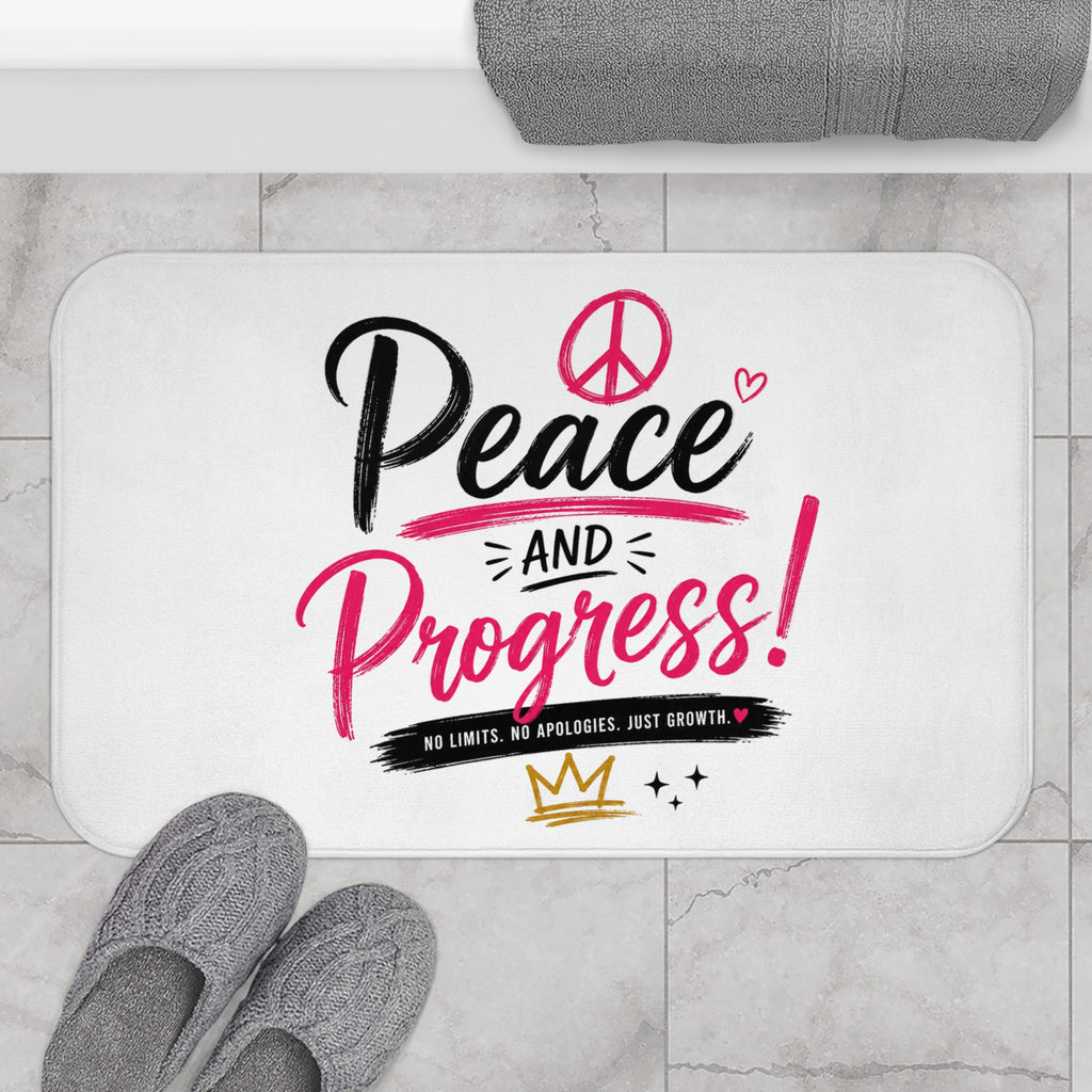 Peace and Progress Bath Mat — "Built on Faith, Fueled by Ambition" Inspirational Bathroom R (No image)ug