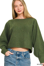 Zenana Boat Neck Balloon Sleeve Sweater thumbnail 2