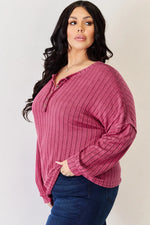 Basic Bae Full Size Ribbed Half Button Long Sleeve High-Low T-Shirt thumbnail 21