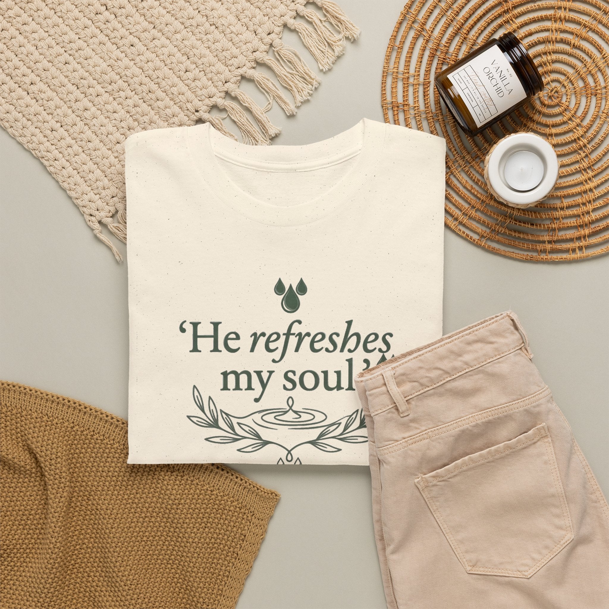 Psalm 23 "He Refreshes My Soul" T-Shirt