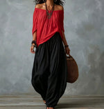 Off-Shoulder Loose Fit Casual Two Piece Outfit with Flare Pants thumbnail 12
