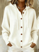 Women's Relaxed Fit Hooded Cardigan - Casual Loose Knit Sweater Jacket for Daily Wear thumbnail 15