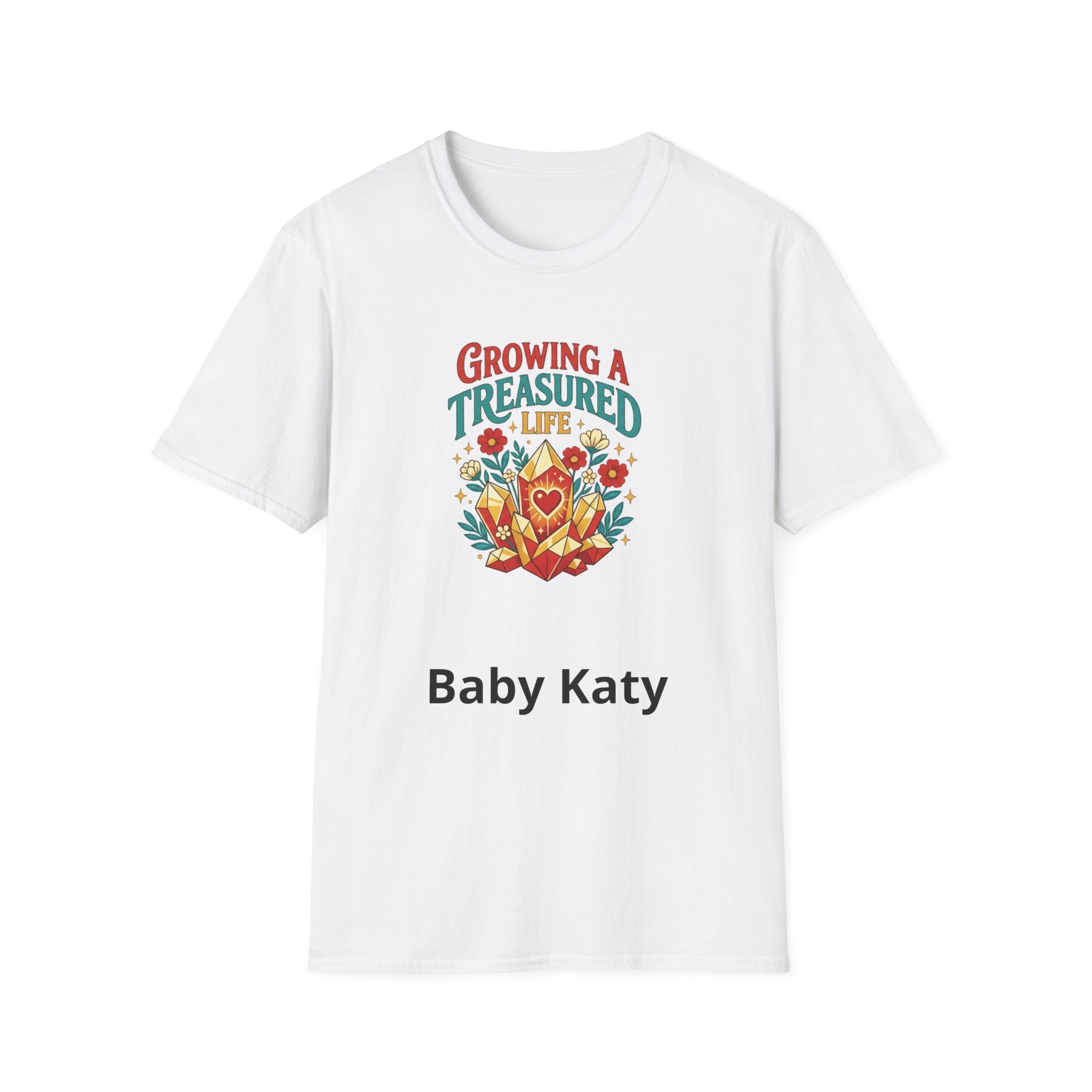Growing a Treasured Life T-Shirt — Floral Heart & Gem Inspirational Tee