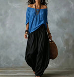 Off-Shoulder Loose Fit Casual Two Piece Outfit with Flare Pants thumbnail 7