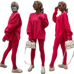 Oversized Sweatshirt & Leggings Set | Crew Neck Long-Sleeve Two-Piece for Women thumbnail 6
