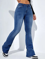 Women's Slim-fit Jeans Pants With Flared Design Fashion Casual High Waist Stretch Trousers thumbnail 3