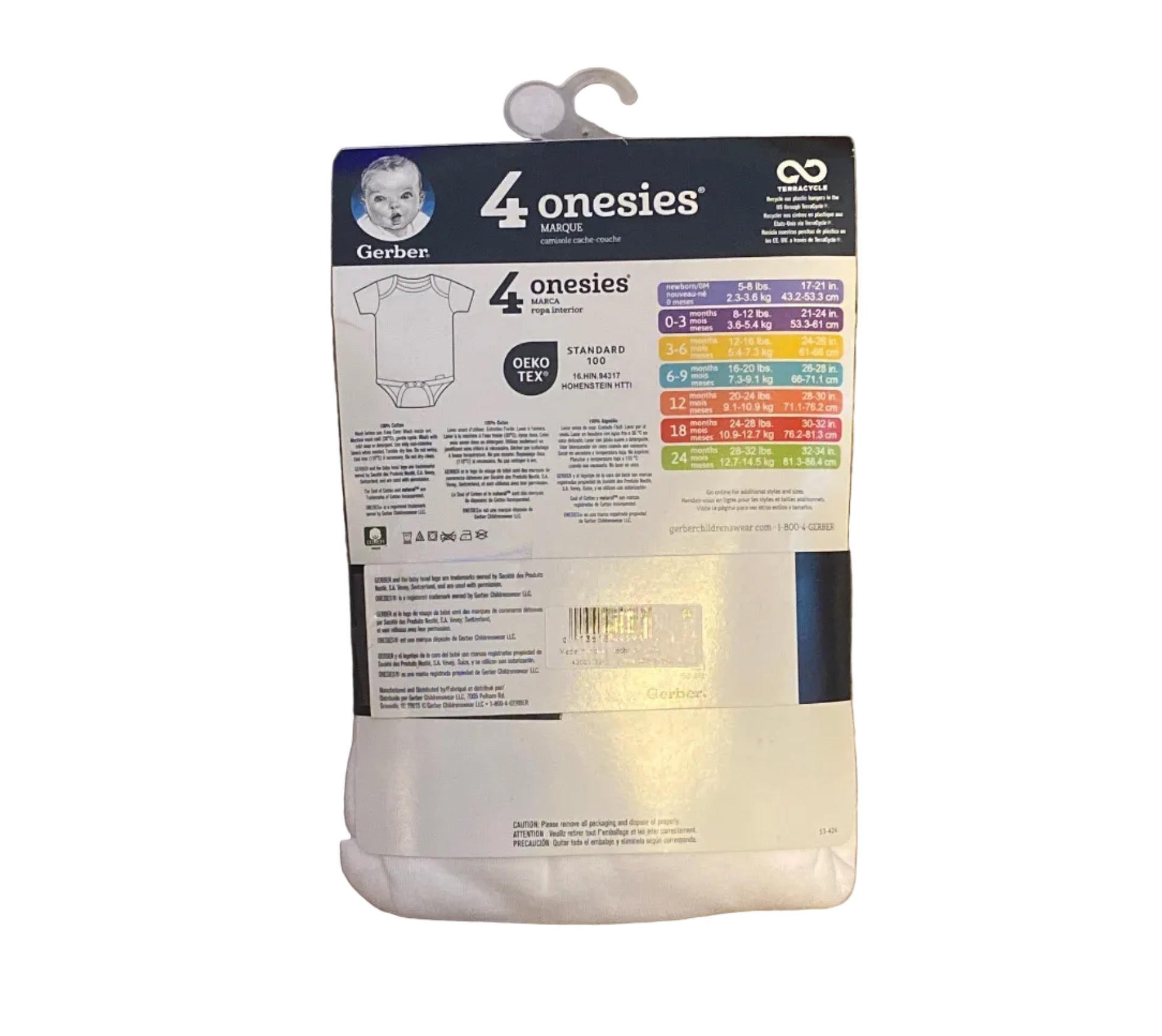 Gerber White Onesies 4-Pack (0-3 Months)