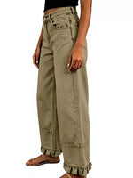 Full Size High-Waisted Wide-Leg Ruffled Hem Jeans Plus Size thumbnail 15