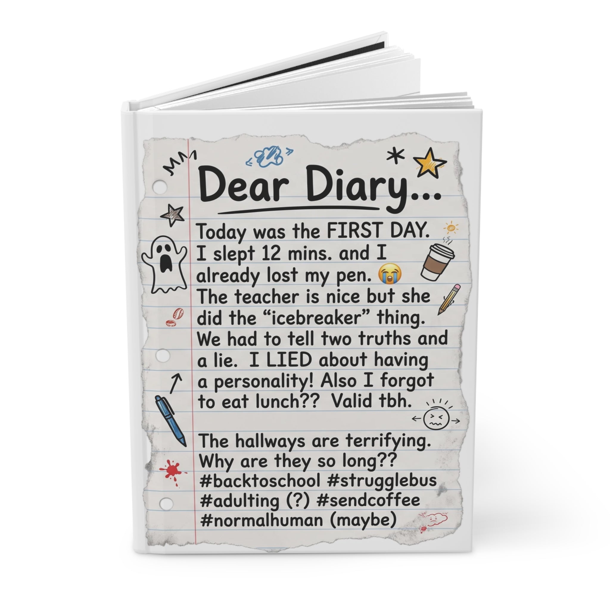 Dear Diary Funny Student Hardcover Journal — Lined Notebook for Back-to-School, Teen Humor & School Memories