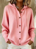 Women's Relaxed Fit Hooded Cardigan - Casual Loose Knit Sweater Jacket for Daily Wear thumbnail 13