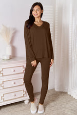Basic Bae Full Size V-Neck Soft Rayon Long Sleeve Top and Pants Lounge Set thumbnail 21