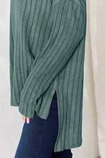 Basic Bae Full Size Ribbed Half Button Long Sleeve High-Low T-Shirt thumbnail 11