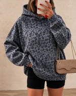 Women's Leopard-print Hooded Fleece-lined Sweatshirt thumbnail 8