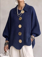 Button-down Cardigan Women's Fall Winter Lapel Button Knitted Jacket Long Sleeve Loose Fit Sweater Outerwear thumbnail 13
