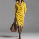 Long-sleeved Sweater Dress Fashion Warm Stand-up Collar V-neck Button Pullover Dresses Winter Casual Commuting Women's Clothing thumbnail 9