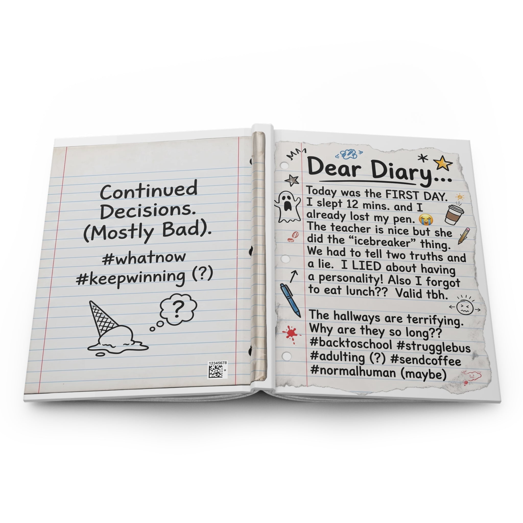 Dear Diary Funny Student Hardcover Journal — Lined Notebook for Back-to-School, Teen Humor & School Memories